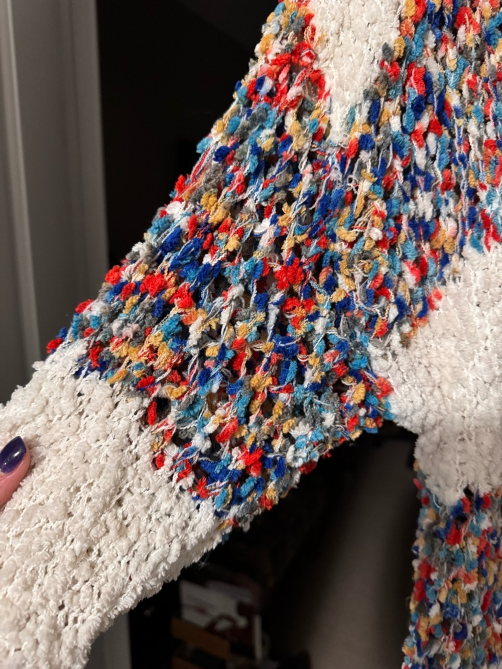 Kori Popcorn Knit Cardigan with Multicolor Accents - Picture 3 of 3